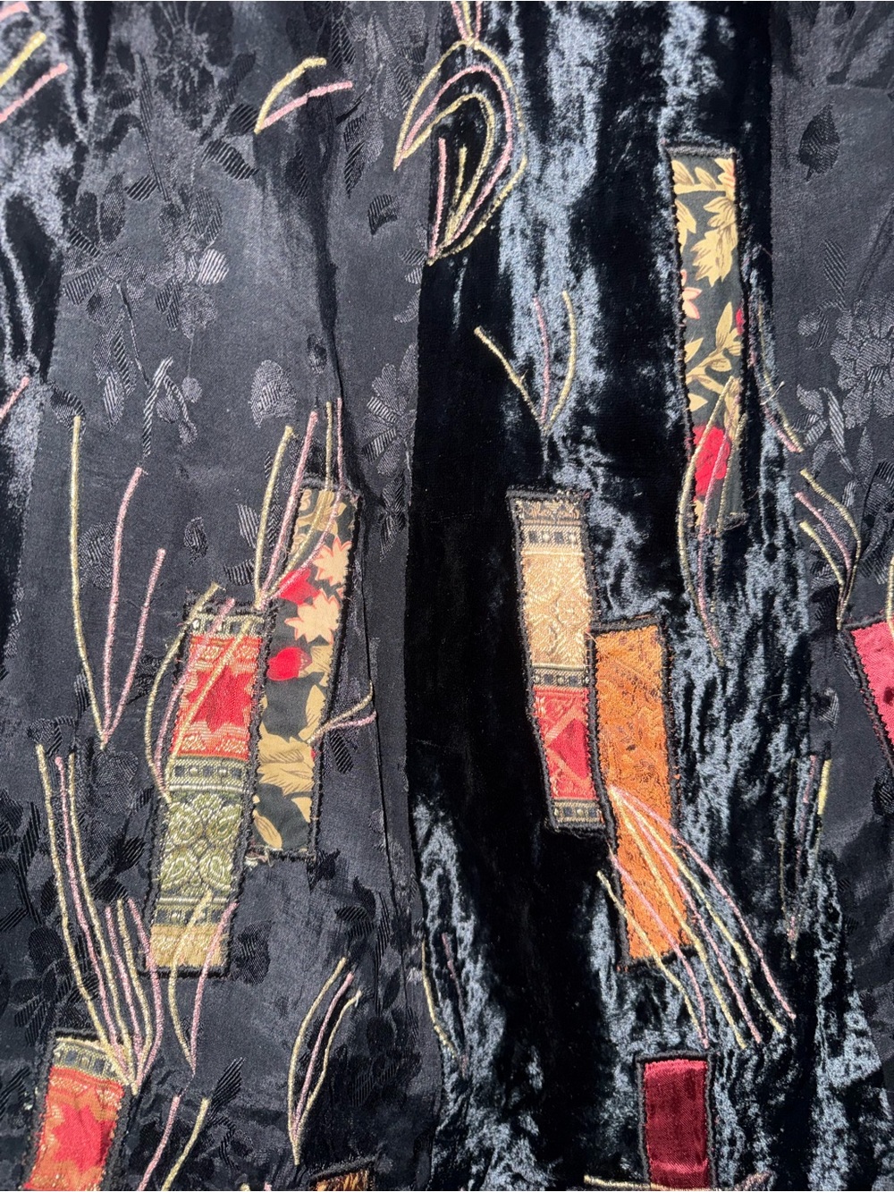 Coldwater Creek Black Velvet Patchwork Maxi Skirt with Accent Panels - Picture 6 of 12